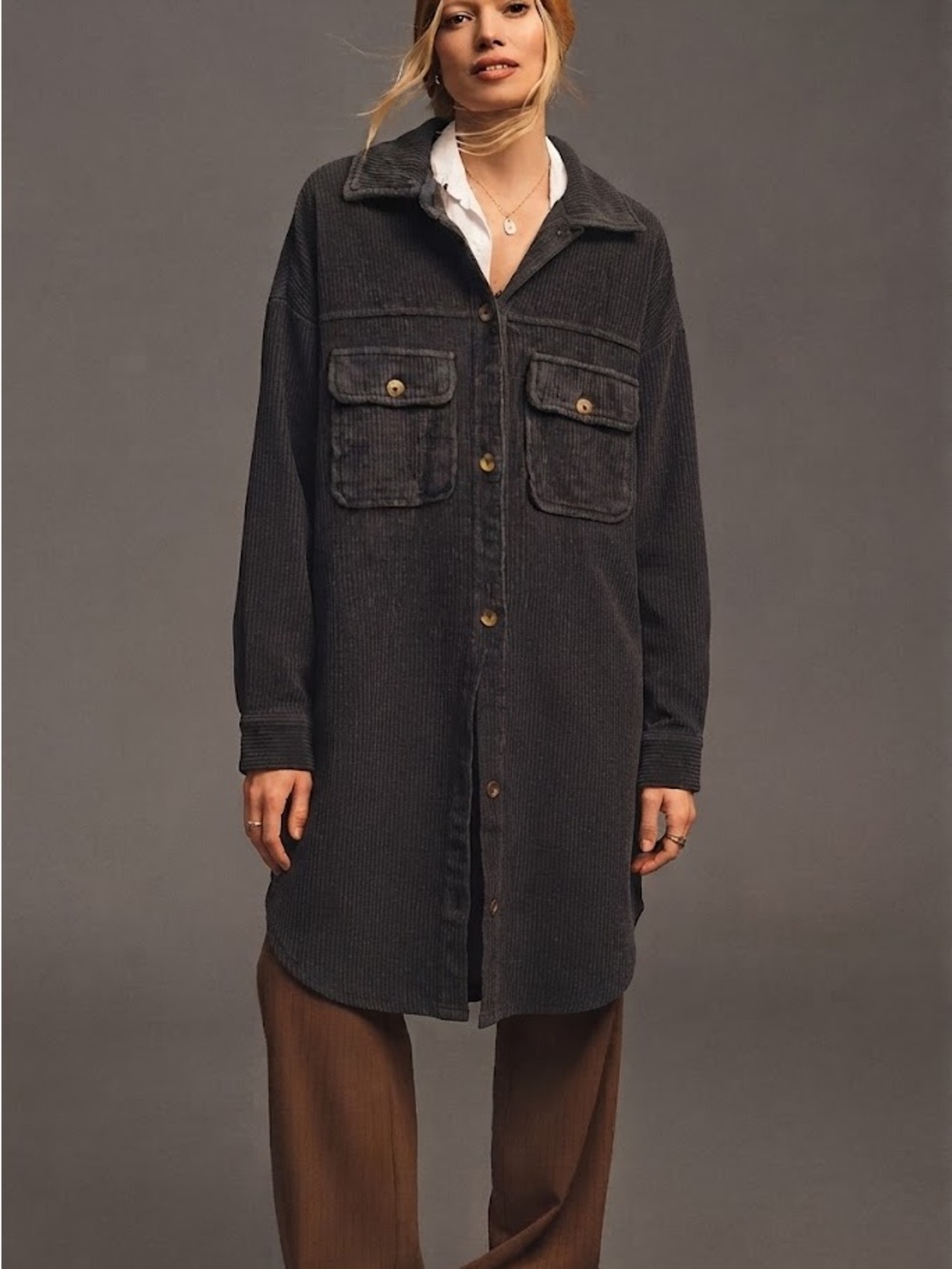 Anthropologie Pilcro Duster Long Corduroy Shacket Jacket - #